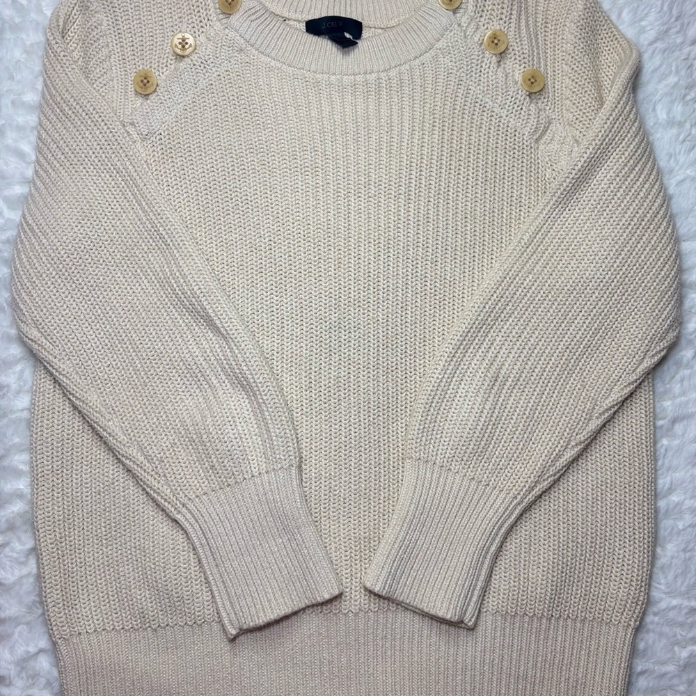 J. Crew Cream Button-Accent Sweater